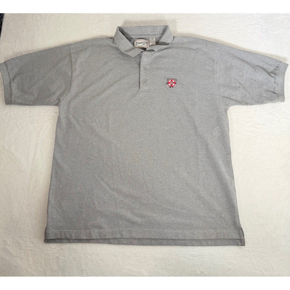 Vintage Bimini Bay Outfitters Gray Nautical Pique Polo Shirt Coastal, Salty Dog